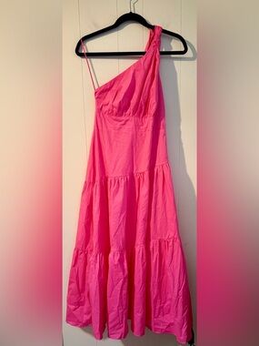 Billy J One Shoulder Women’s Pink Tiered Maxi Dress Pink, Size 10